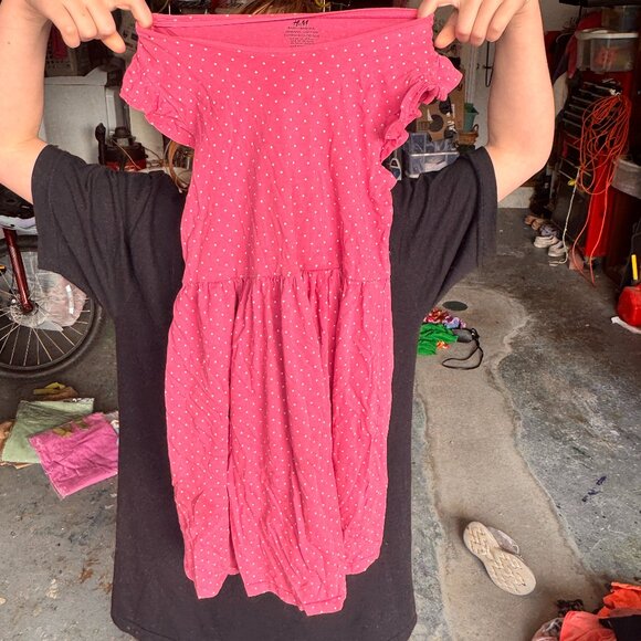 H&M Organic Cotton Girls Size 8/10 Pink dress with white dots - Picture 1 of 1